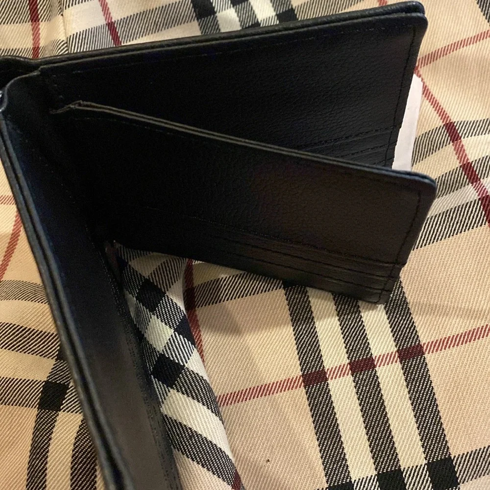 Mens Western Bi Fold Faux Leather Wallet Camo Black